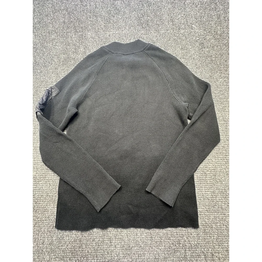 Express Sweater Mens Small Black Full Zip Crew Neck Utility‎ Bomber Pocket Knit